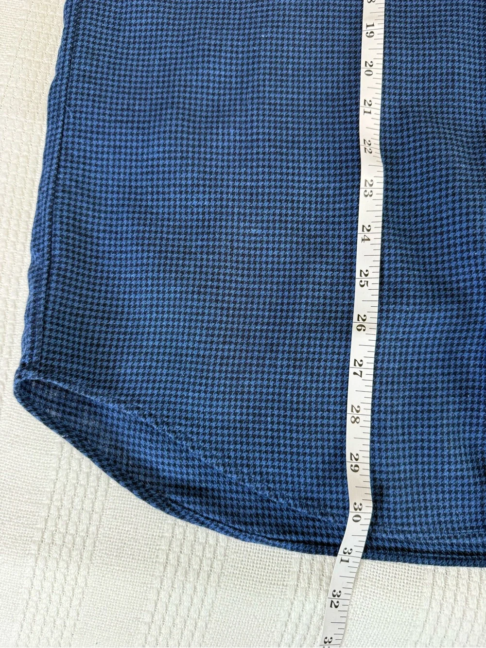 J.Crew Men's Slim Fit Linen Cotton Blend Houndstooth Shirt Blue Long Sleeve XL